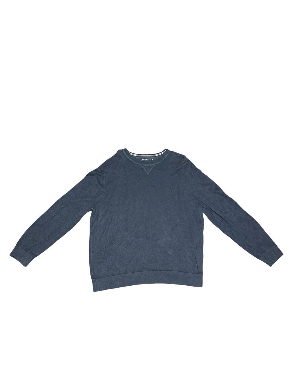 Nautica Men’s Crewneck Sweater Navy Blue Cotton Knit Size XXL